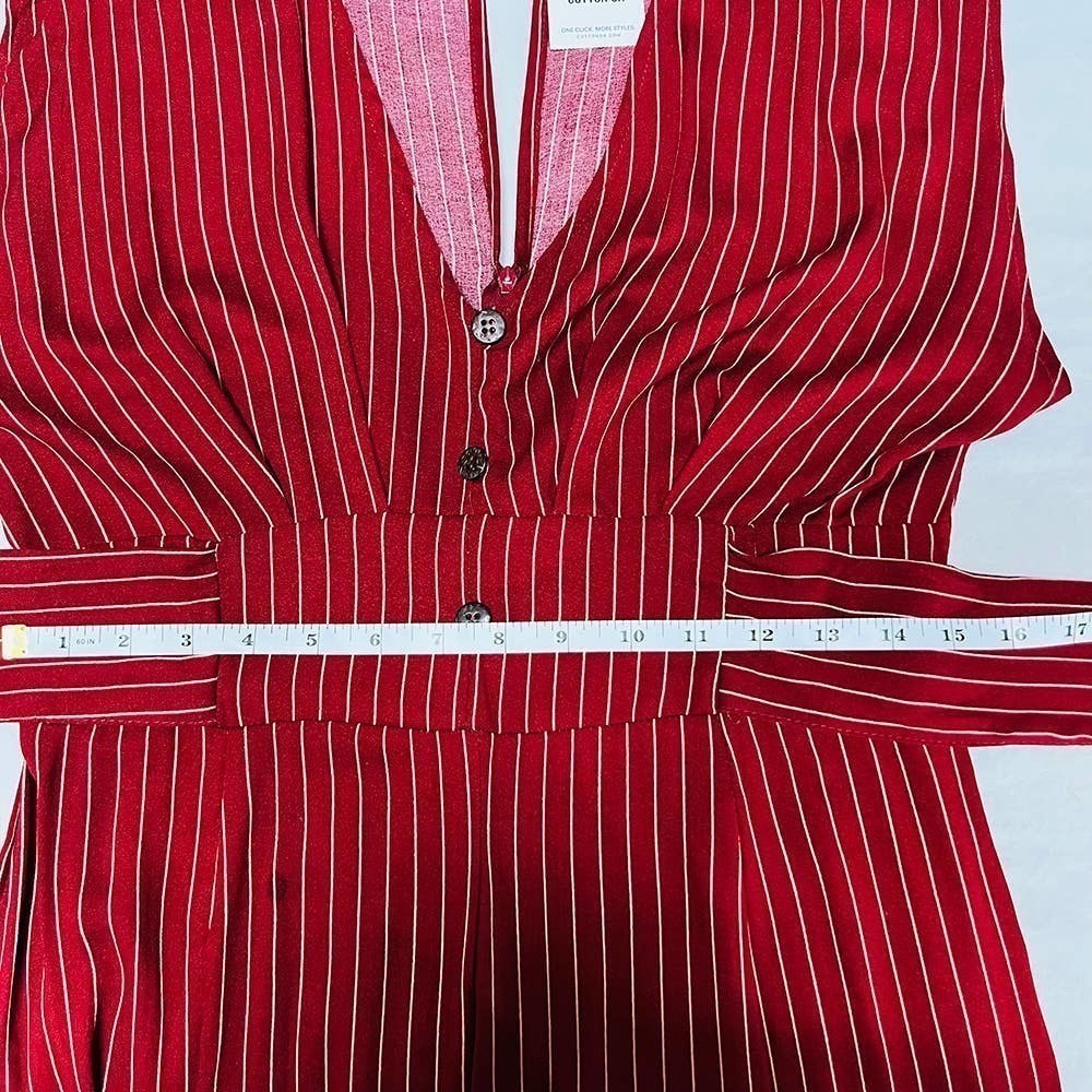 Cotton-on jenny stripe garnet delilah deep v-Neck jumpsuit - Picture 10 of 11